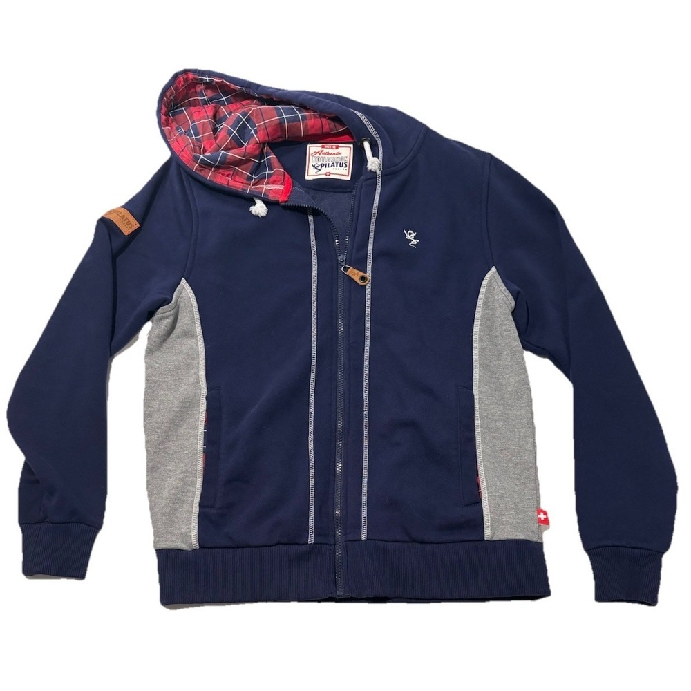 NEW Authentic Mountain PILATUS Swiss Alpine Hoodie Navy/Grey Zip Up Men's MED